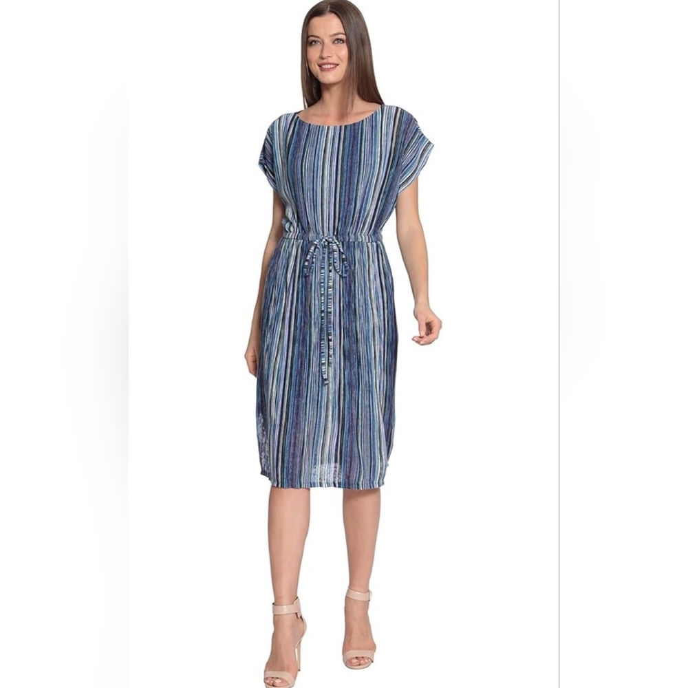 Maggy London Striped Dress - Dolman Sleeve- Elastic Waist - Size 12 - NWT